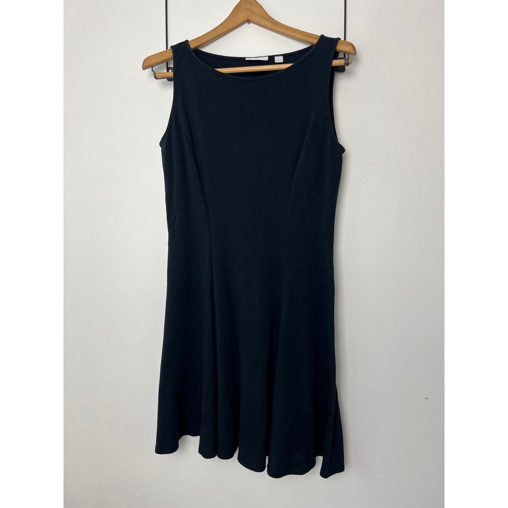 New York & Company Black Cotton Fit and Flare Sleeveless Dress Medium